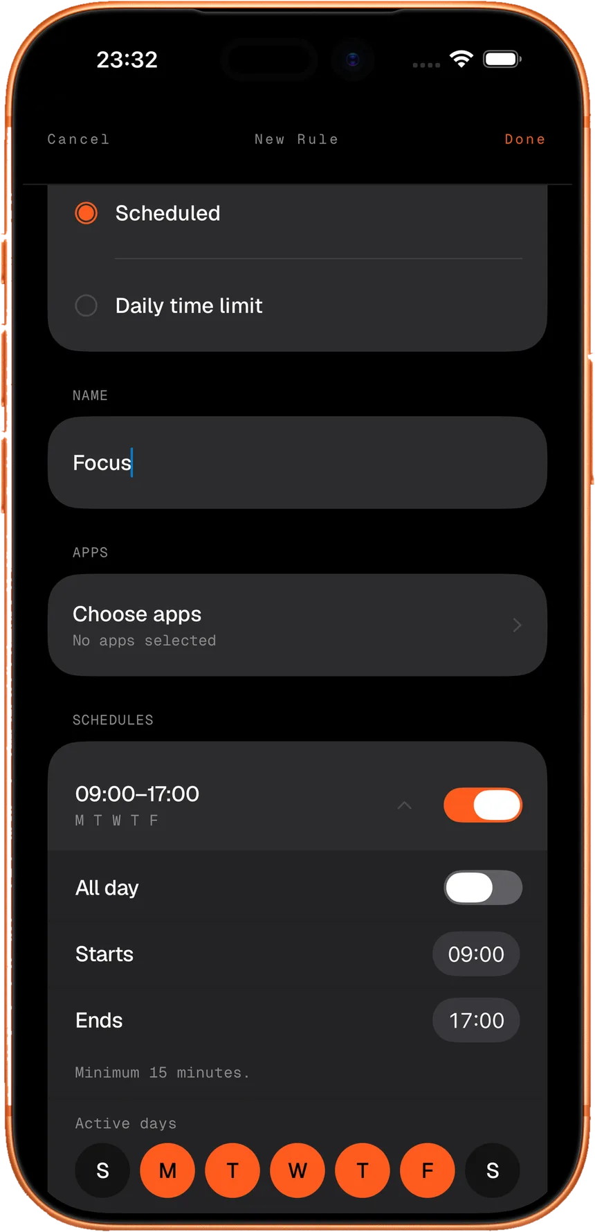 Dumbphone — a profile that activates by time of day