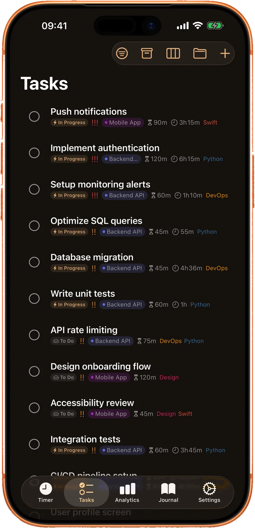 Tasks, projects and cognitive modes